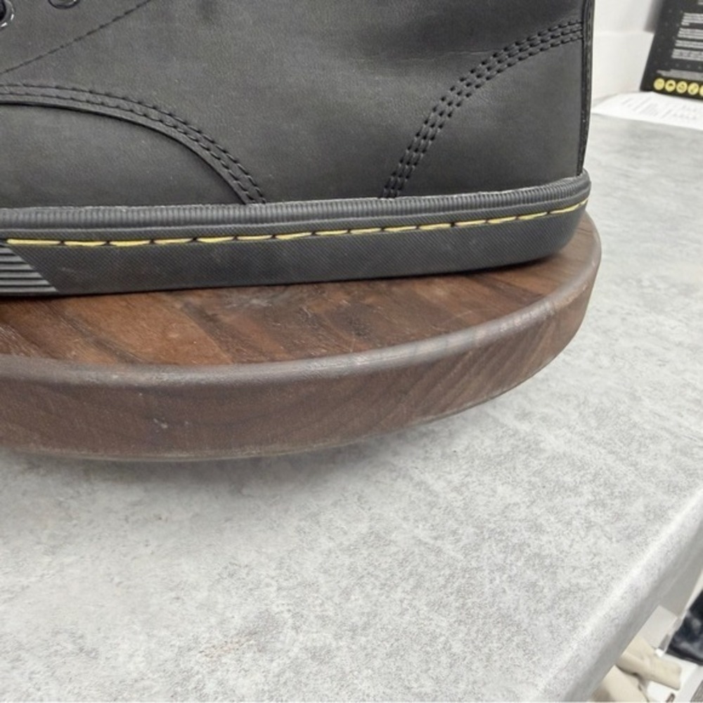Dr. Martens Sheridans / Black High-Top Lace Sneakers with Yellow Stitching - Picture 11 of 16